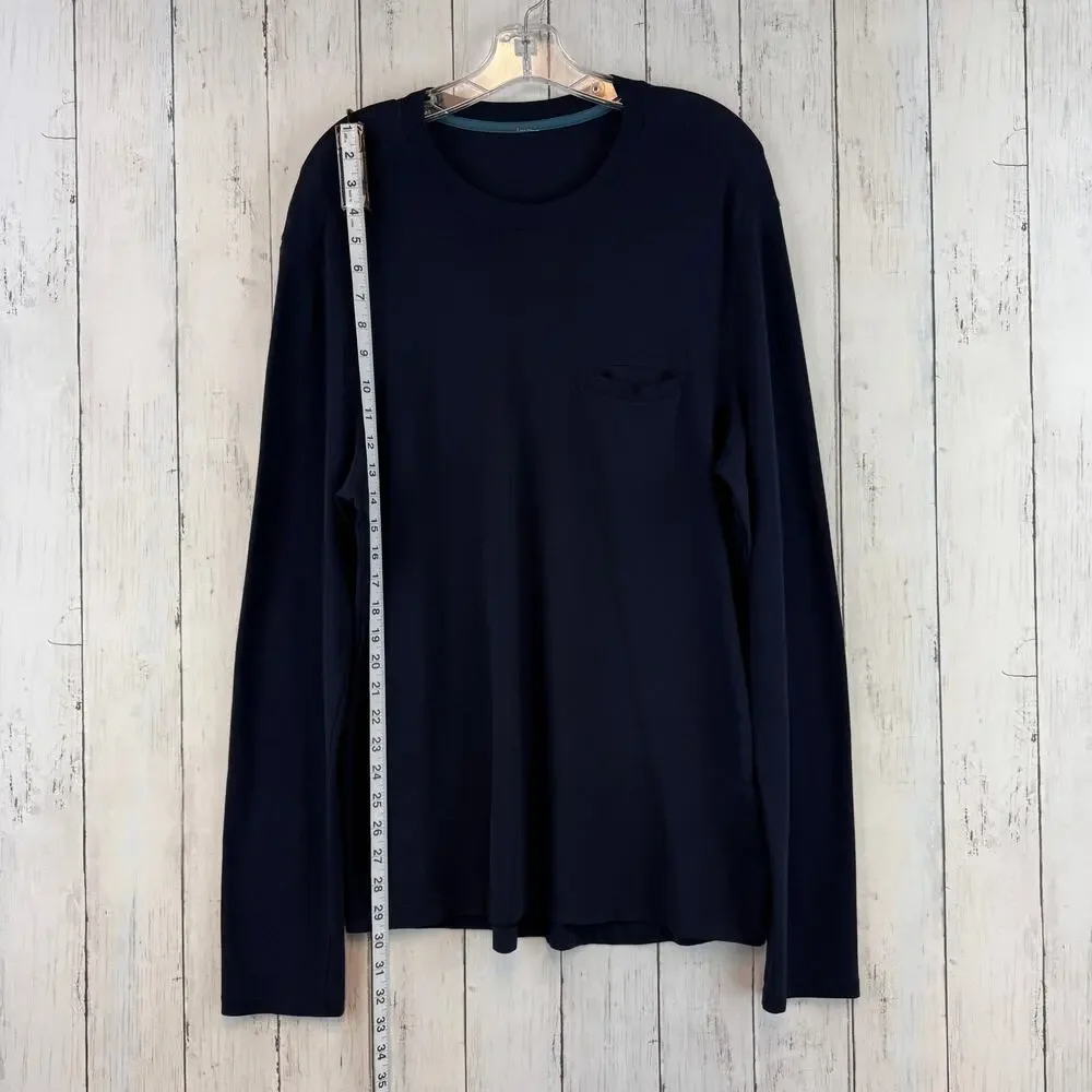 Lululemon Navy Blue Long Sleeve Pullover Crew Shirt Chest Pocket Size Medium